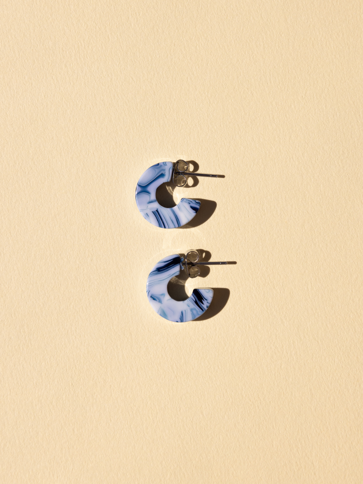 Blue + White Hoop Earrings: Mali, Ocean