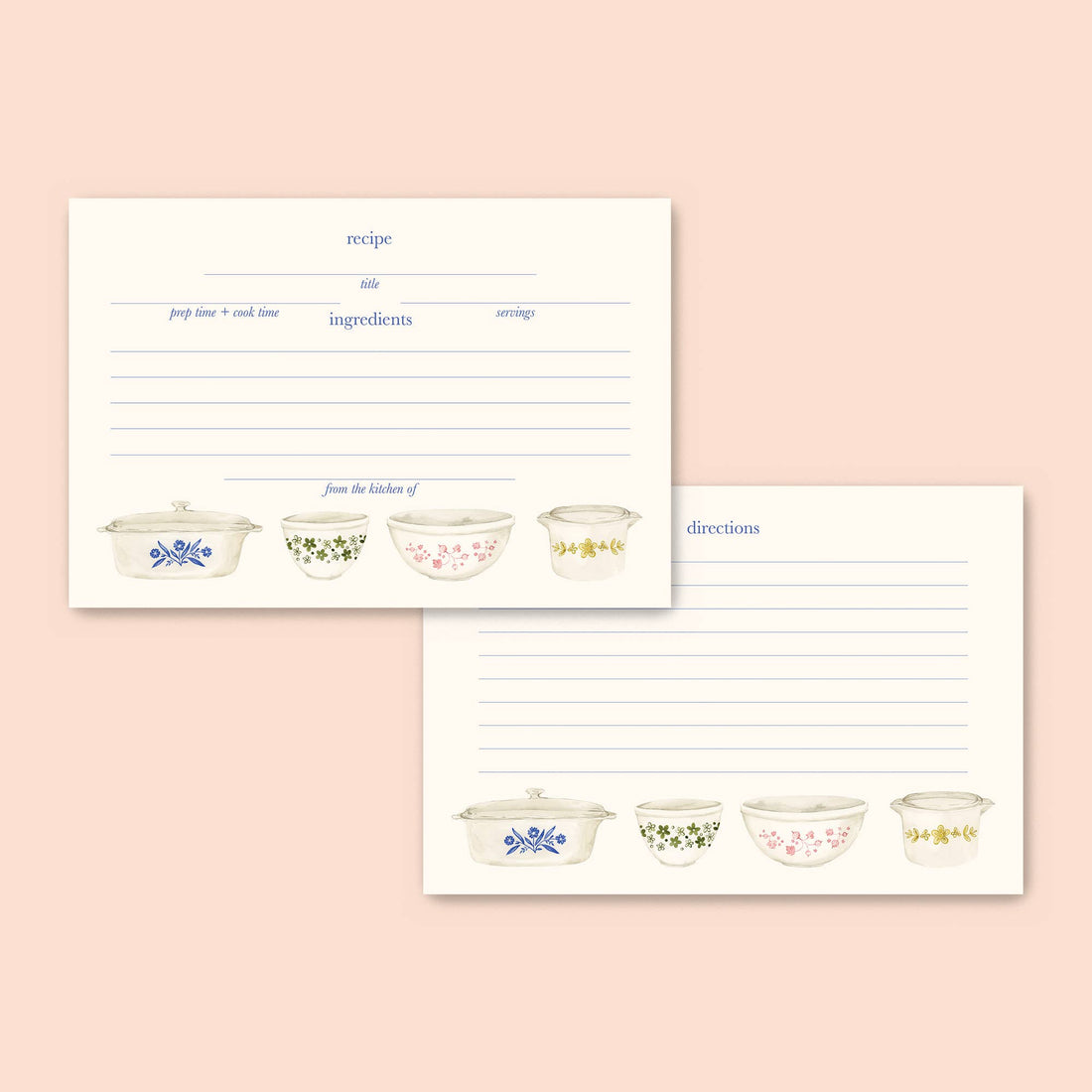 Pyrex-Inspired Kitchenware Recipe Cards