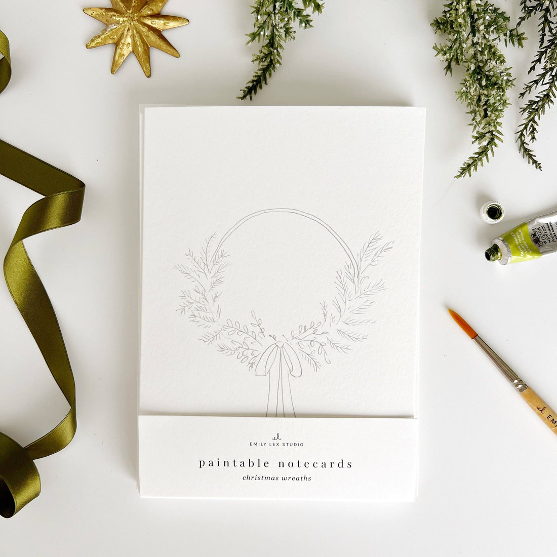 Emily Lex: Wreaths Paintable Notecards