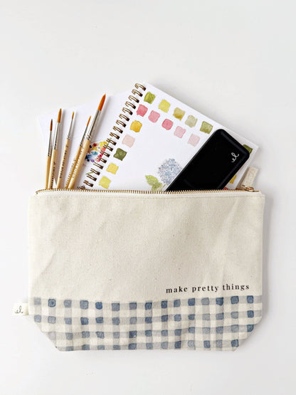 Emily Lex: Canvas Zipper Pouch "make pretty things"