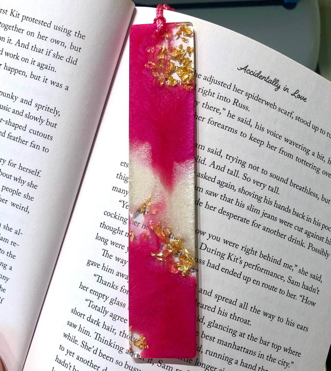 Pink Swirl Resin Bookmark