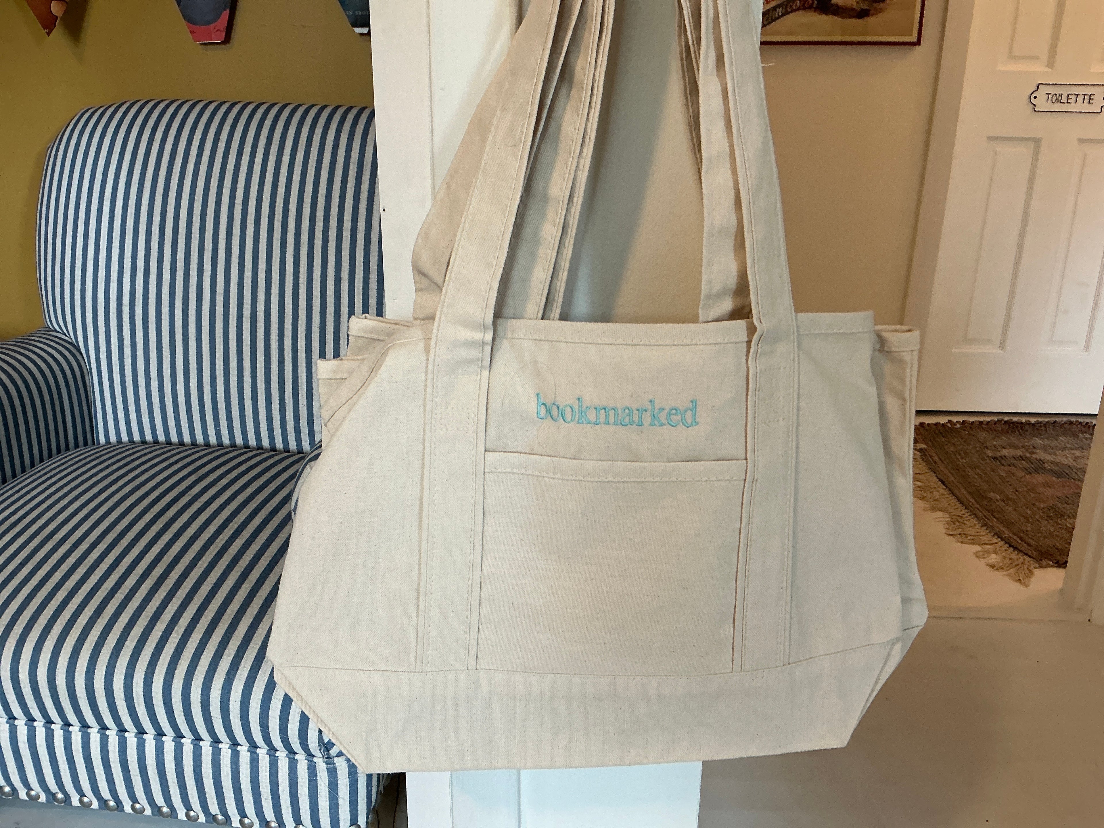 Bookmarked Embroidered Tote Bag
