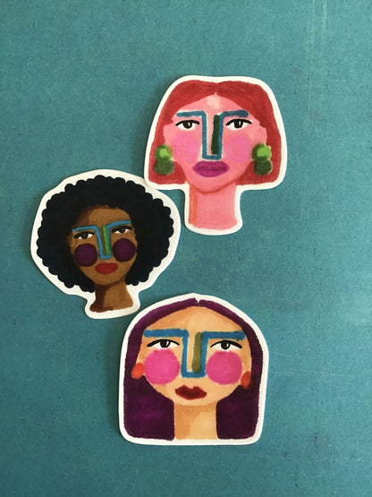 Woman Face Sticker (Purple Hair)