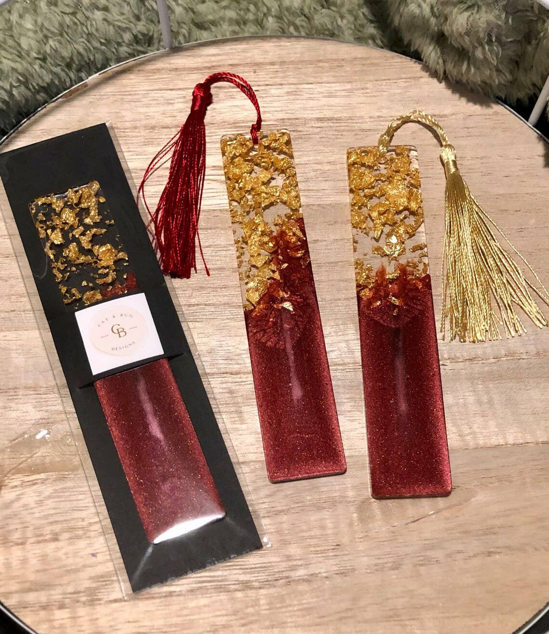 Red and Gold Resin Bookmark