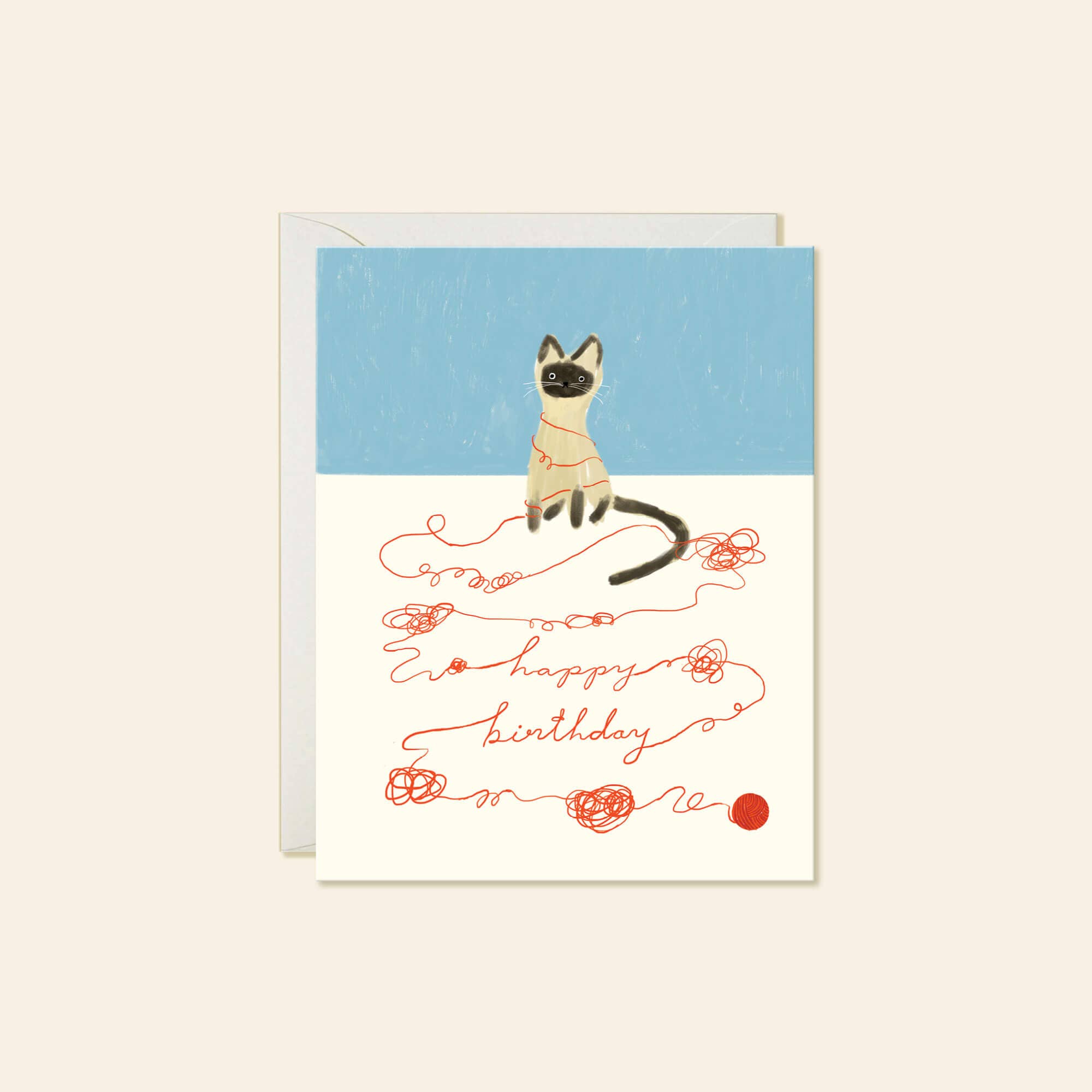 Cat String Birthday Card