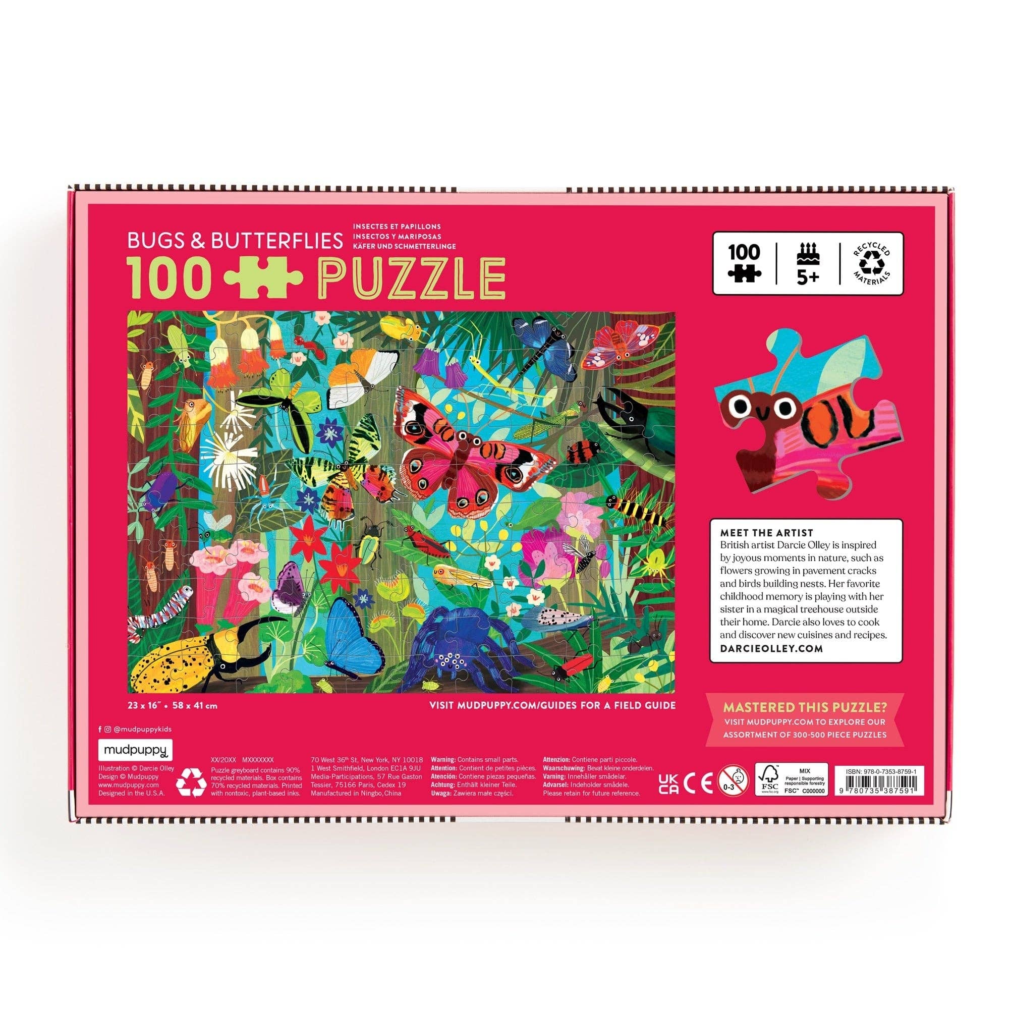 Mudpuppy: Bugs &amp; Butterflies 100 Piece Puzzle