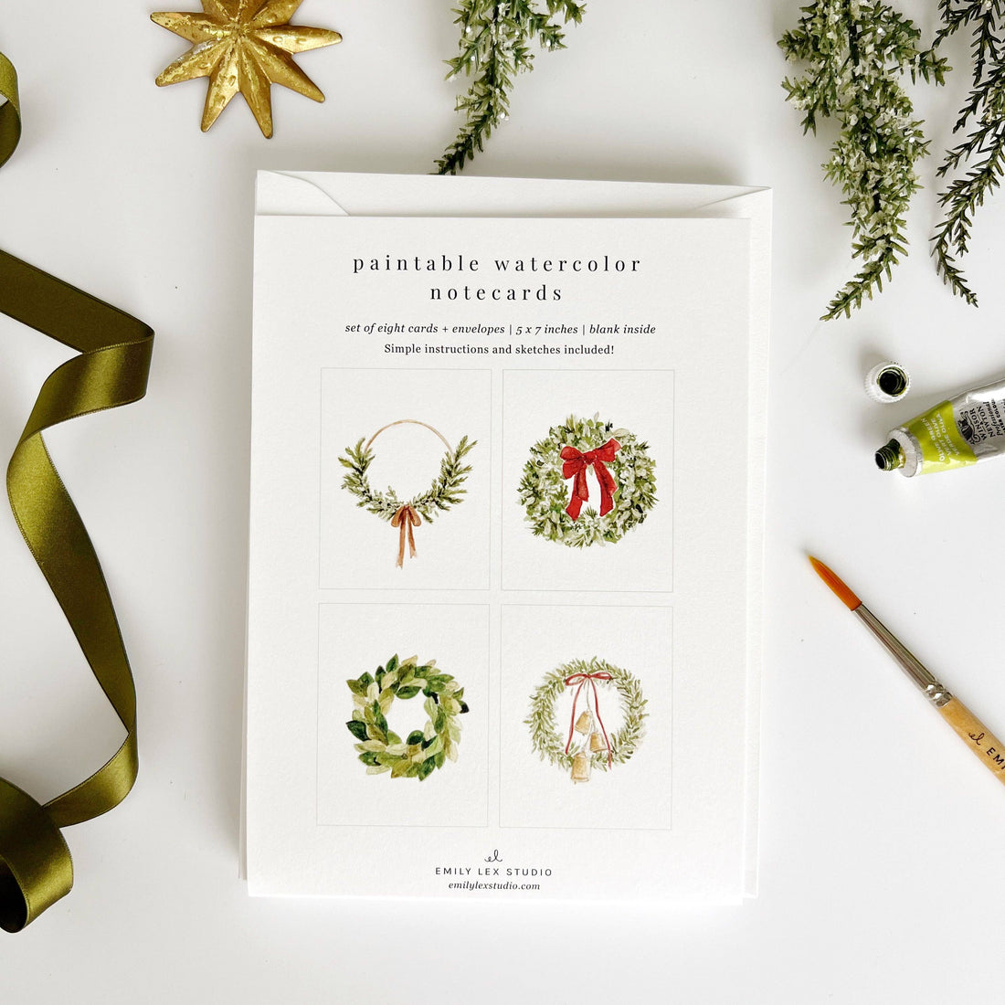 Emily Lex: Wreaths Paintable Notecards
