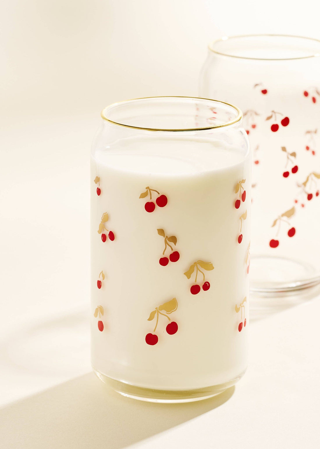 Cherry Scatter Gold Rimmed Soda Can Glass