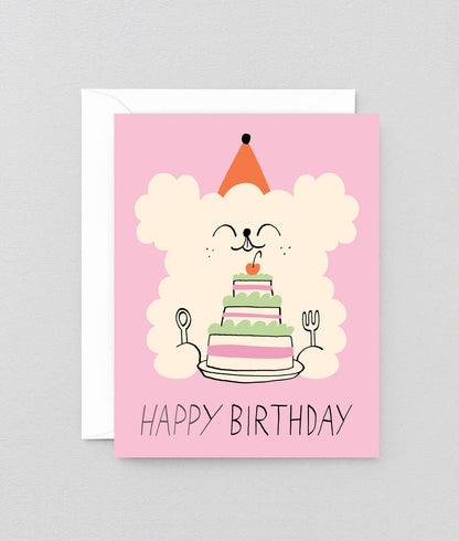 Happy Birthday Dog &amp; Cake Kids Birthday Card