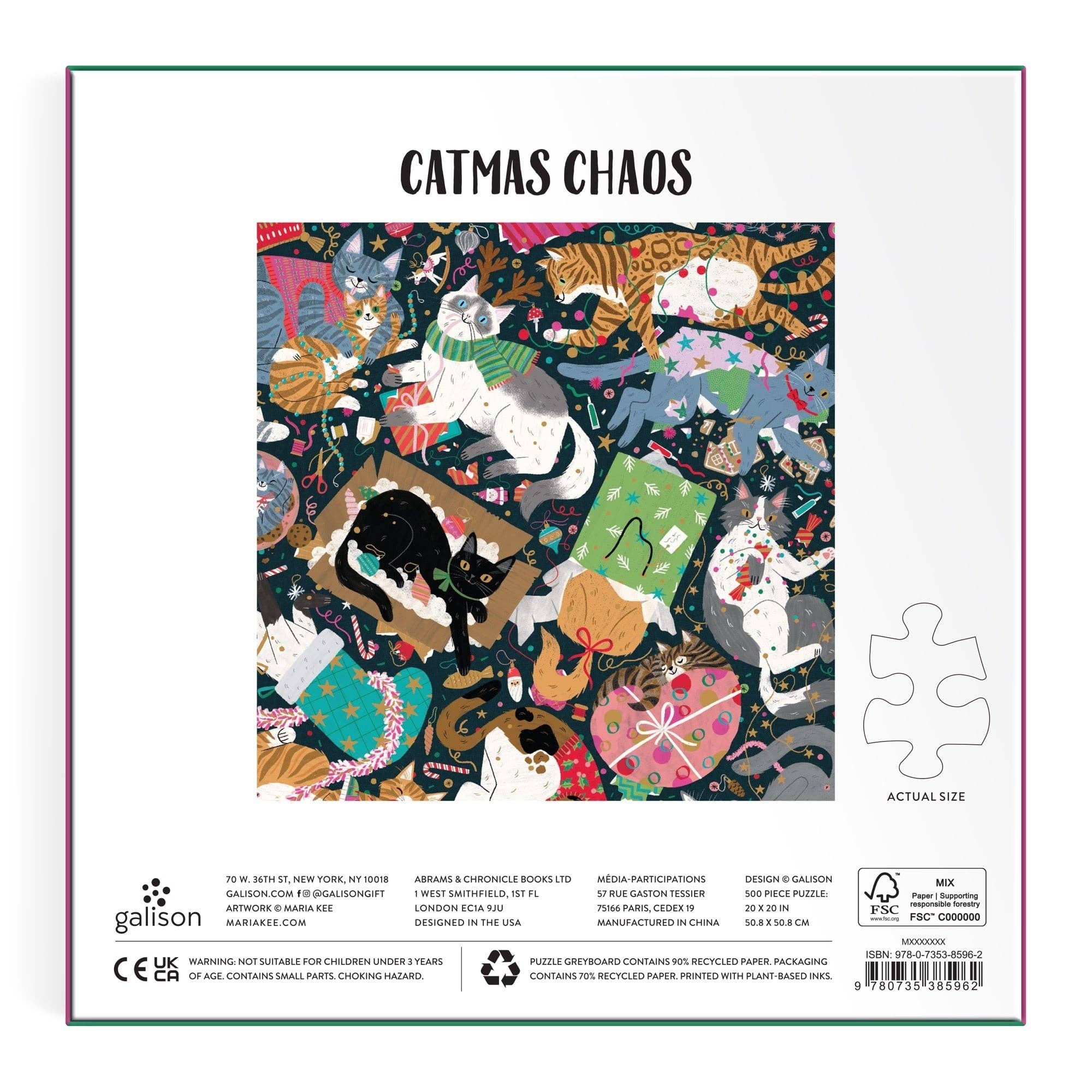 Galison: Catmas Chaos 500 Piece Foil Puzzle