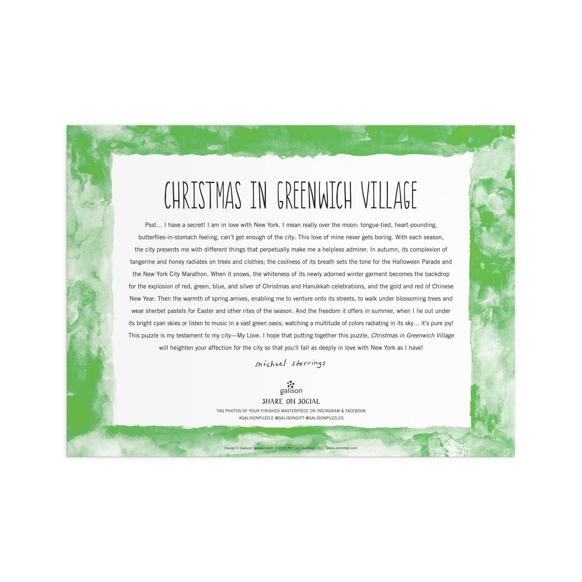 Galison: Michael Storrings Christmas in Greenwich Village 1000 Piece Puzzle