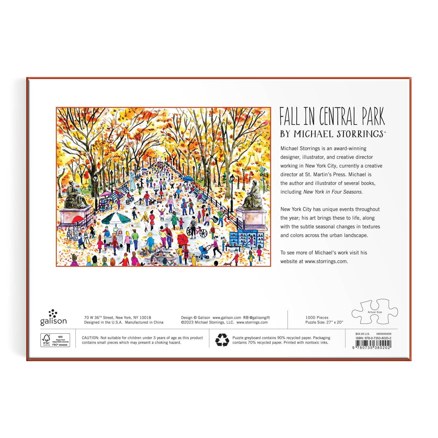 Galison: Michael Storrings Fall in Central Park 1000 Piece Puzzle