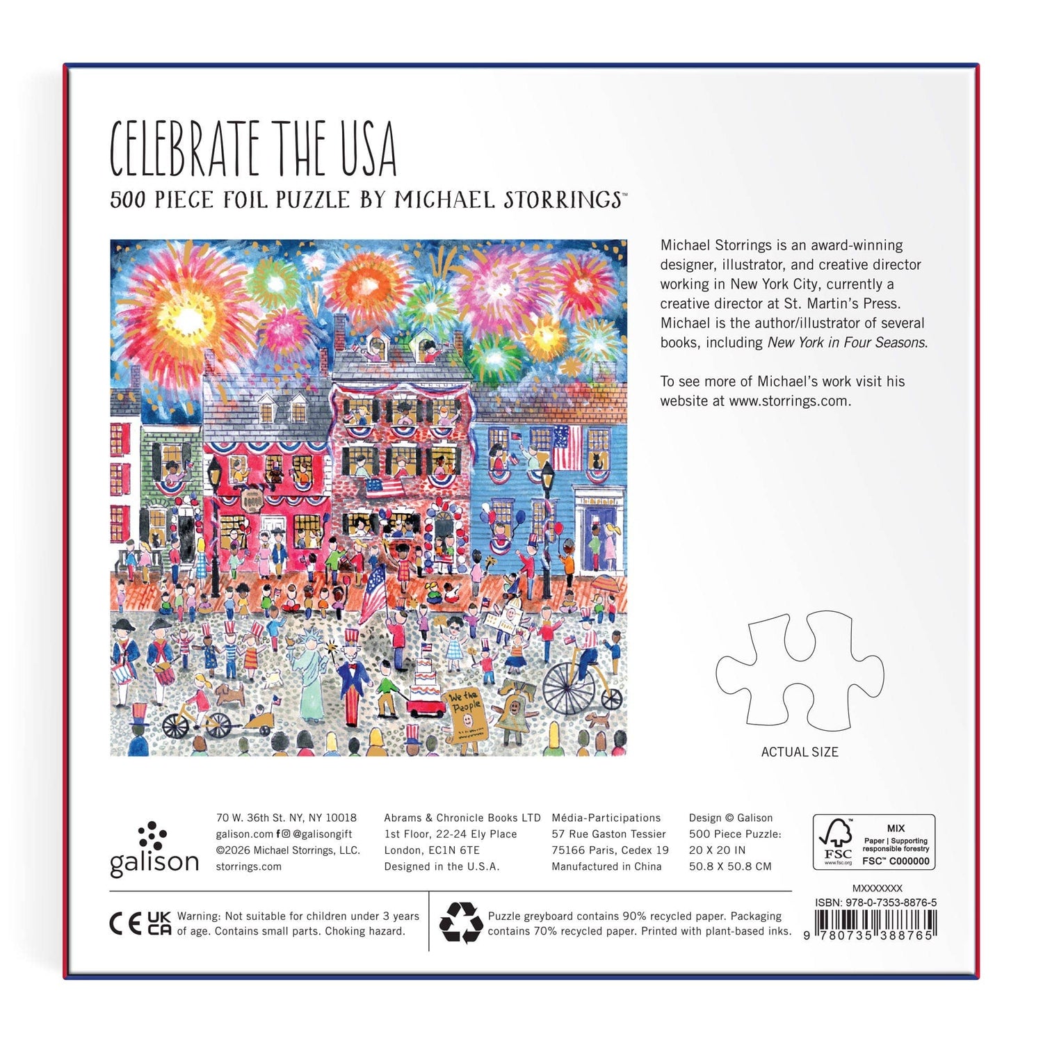 Galison: Michael Storrings Celebrate The USA 500 Piece Foil Puzzle