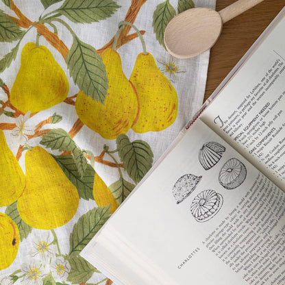 Pear Orchard 100% Linen Tea Towel