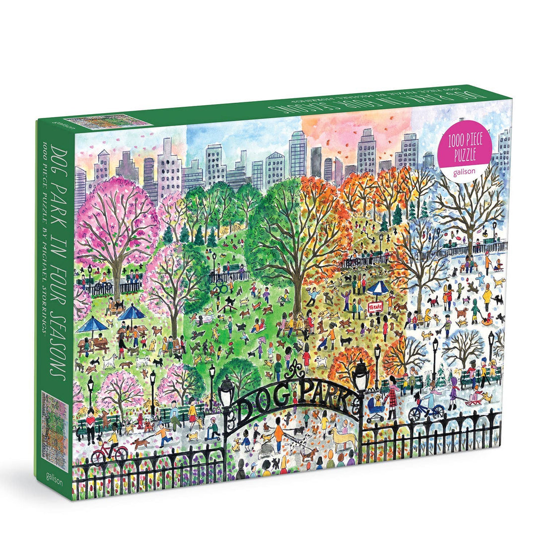 Galison: Michael Storrings Dog Park in Four Seasons 1000 Piece Puzzle
