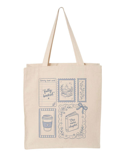 Pretty Fully Booked Book Lover Canvas Tote Bag