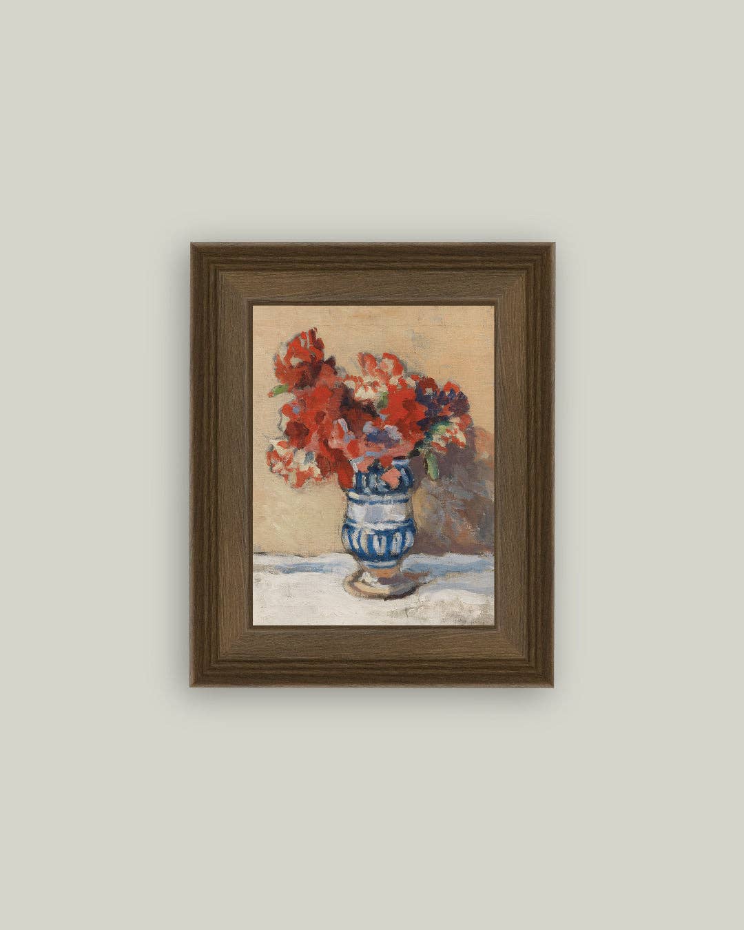 Red Flowers in Blue Vase 8&quot; X 10&quot;