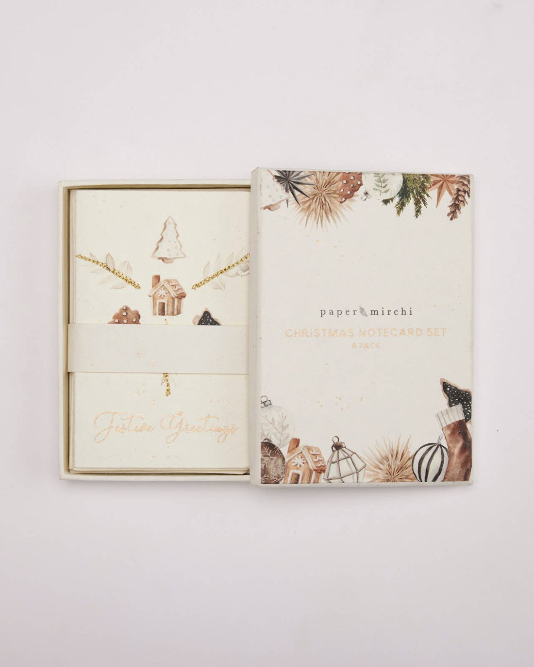 Embroidered Christmas Notecard Set of 6