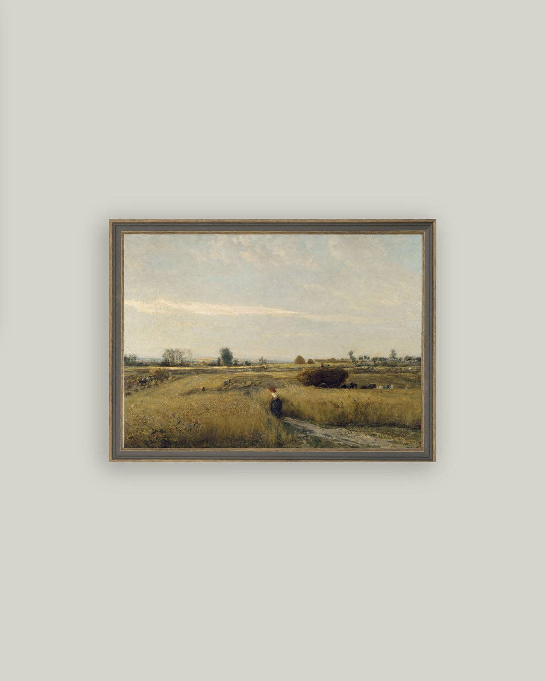 Harvest Landscape 9&quot; X 7&quot; Framed Antique Art