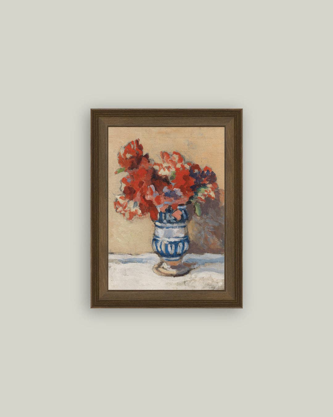 Red Flowers in Blue Vase 8&quot; X 10&quot;