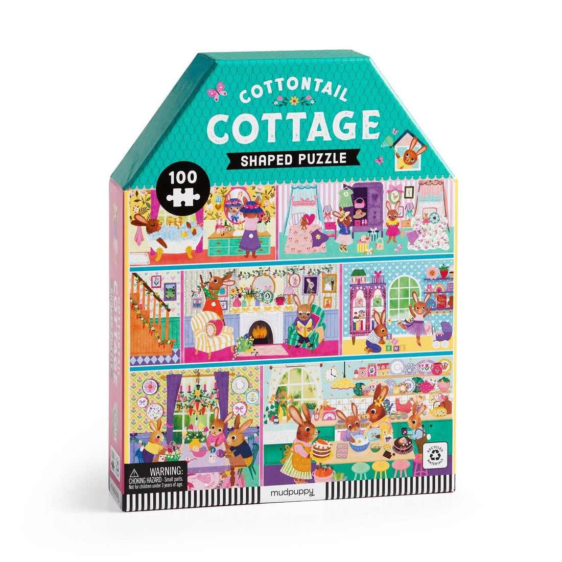 Mudpuppy: Cottontail Cottage 100 Piece House-Shaped Puzzle