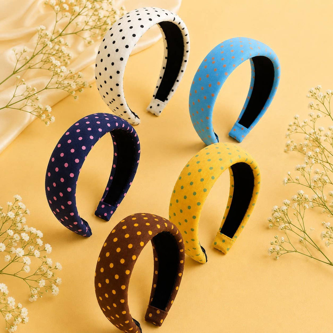 Padded Polka Dot Fabric Headband | 40HB209