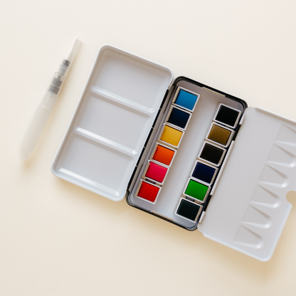 12 Color Mini-Travel Watercolor Paint Palette