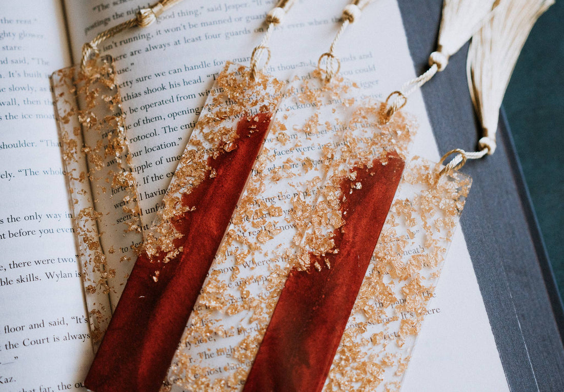 Red &amp; Gold Resin Bookmark