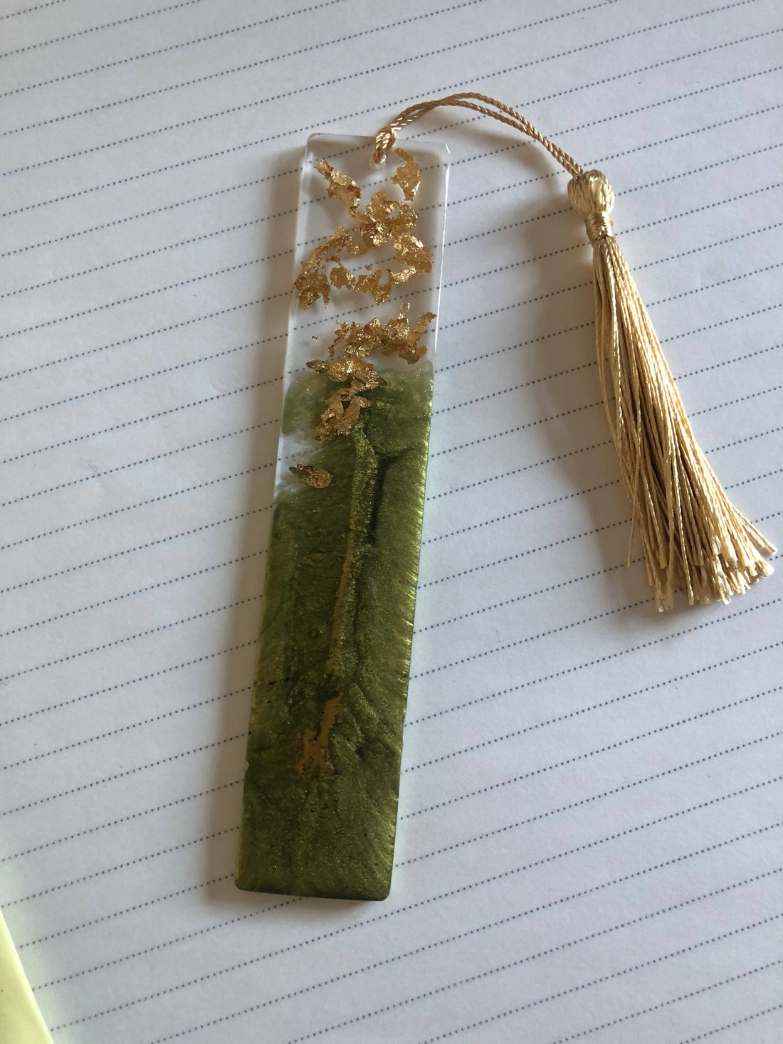 Green & Gold Resin Bookmark