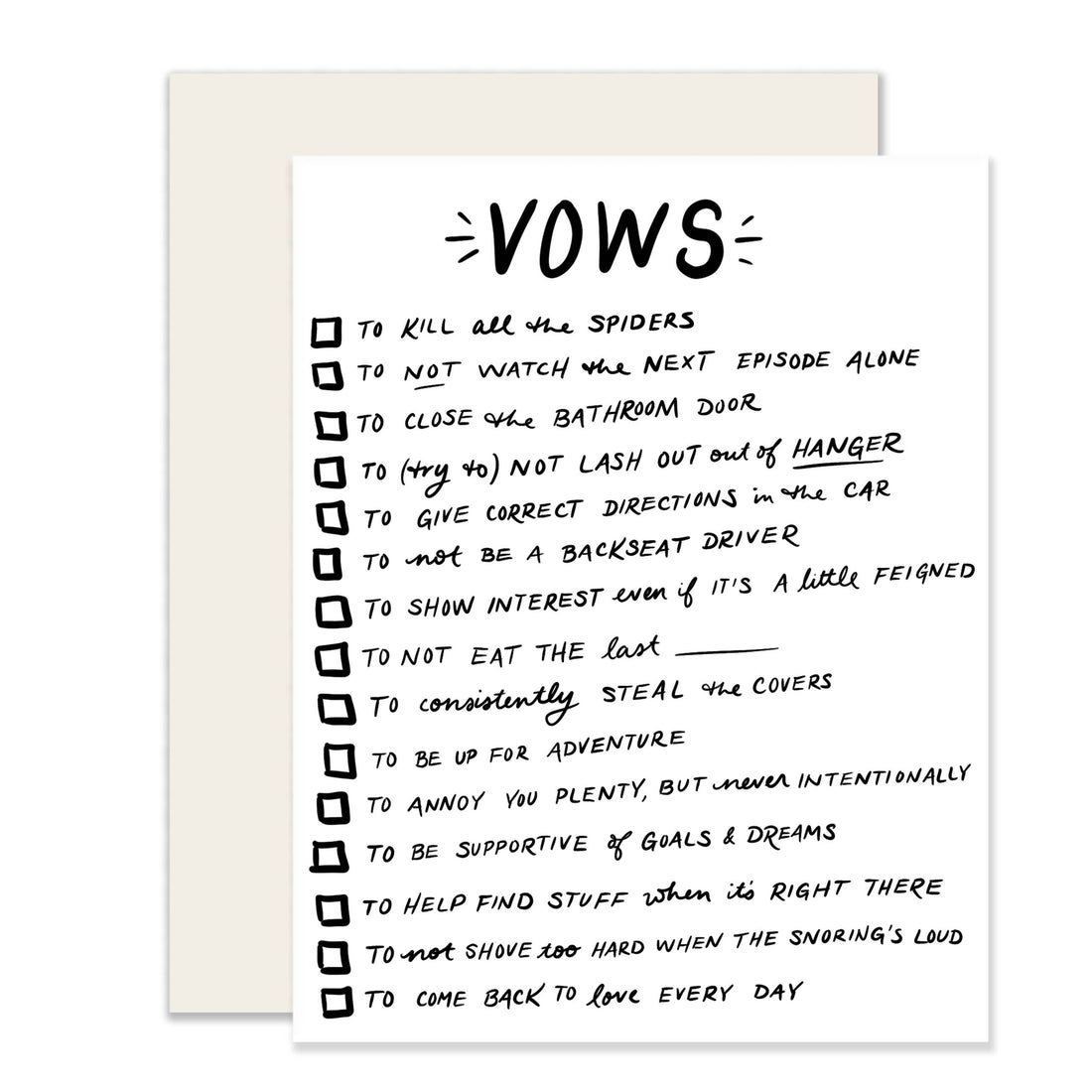 Vows Check Boxes