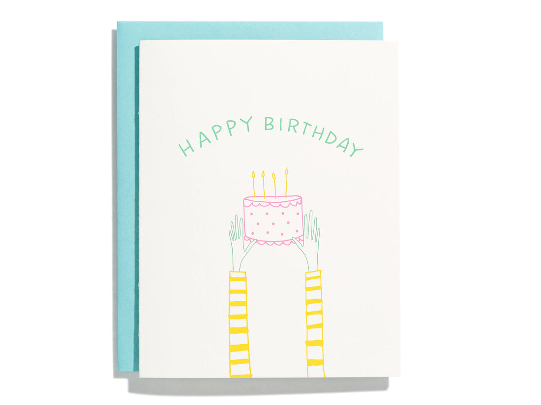 Holding Cake - Letterpress Greeting Card