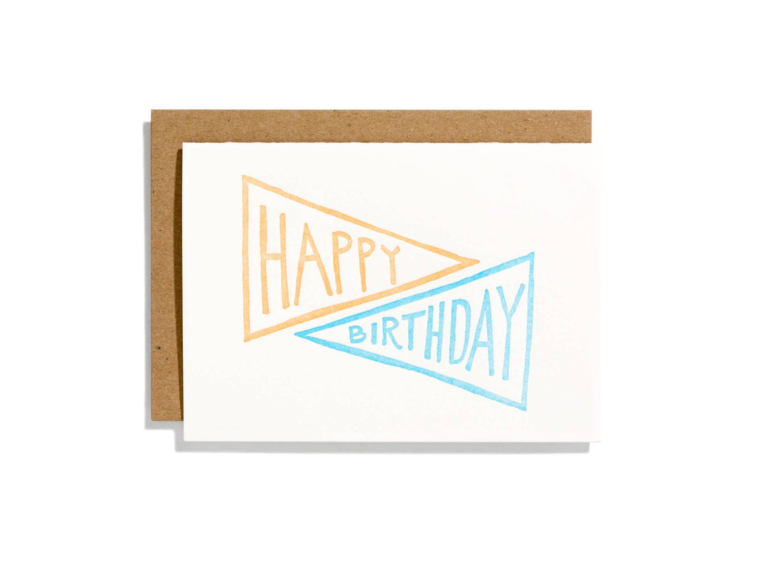 Birthday Pennant Poppy - Letterpress Greeting Card