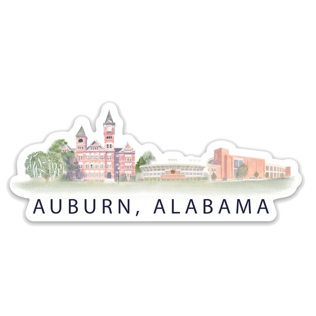 Auburn Watercolor Sticker, Collegiate, Game day